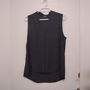 George Black & White Polka Dot Sleeveless Blouse Size Medium
